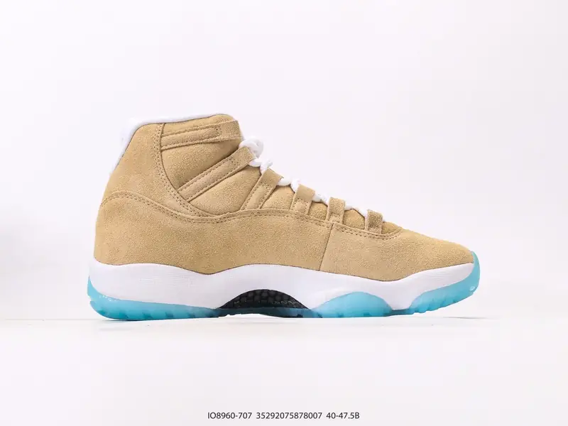 乔丹Air Jordan 11 H-Town AJ11 乔11休斯顿限定 #鞋身同样以麂皮材质覆盖，通体小麦色的搭配十分清爽 IO8960-707 #35292075878007