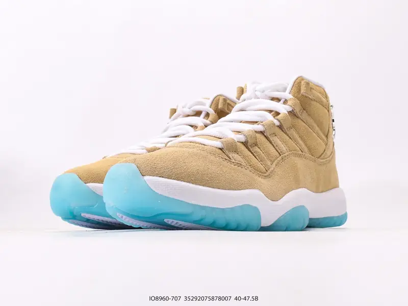 乔丹Air Jordan 11 H-Town AJ11 乔11休斯顿限定 #鞋身同样以麂皮材质覆盖，通体小麦色的搭配十分清爽 IO8960-707 #35292075878007