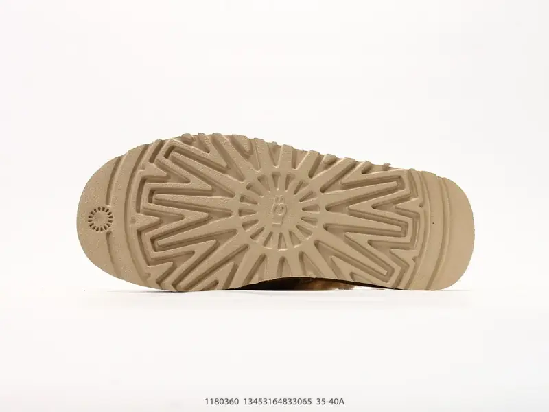 UGG W DISQUETTE HERITAGE厚底复古毛绒拖鞋 皮毛一体 鞋头区域带有类似灯芯绒的竖条纹理印花麂皮 搭配 1180360 #13453164833065