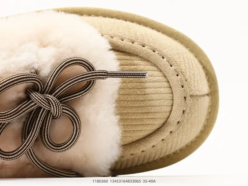 UGG W DISQUETTE HERITAGE厚底复古毛绒拖鞋 皮毛一体 鞋头区域带有类似灯芯绒的竖条纹理印花麂皮 搭配 1180360 #13453164833065
